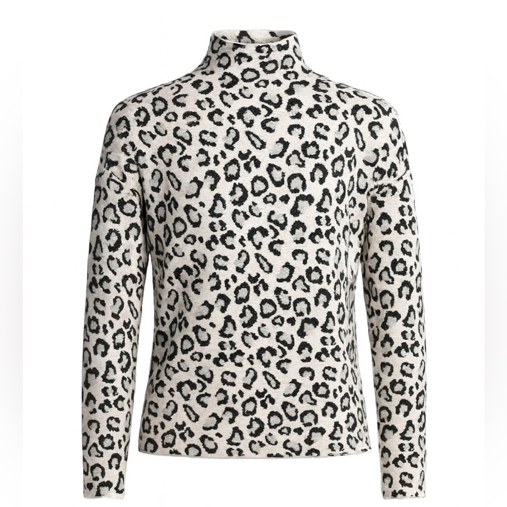Cynthia Rowley Animal Print Mock Neck Shimmer Sweater
